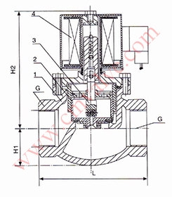 ZQDF系列蒸汽电磁阀内螺纹连接外形图